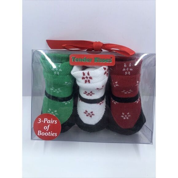 Tender Kisses Booties Socks Boxed Giftset, Christmas- Holiday. 0-6 Months - Picture 1 of 8